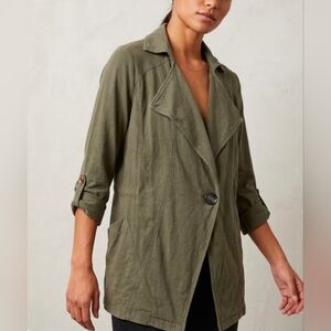 Neon Buddha Olive Green Cotton Button-Up Yoga Blazer L